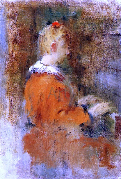 Theodore Robinson Girl in Red at the Piano - Hand Painted Oil Painting