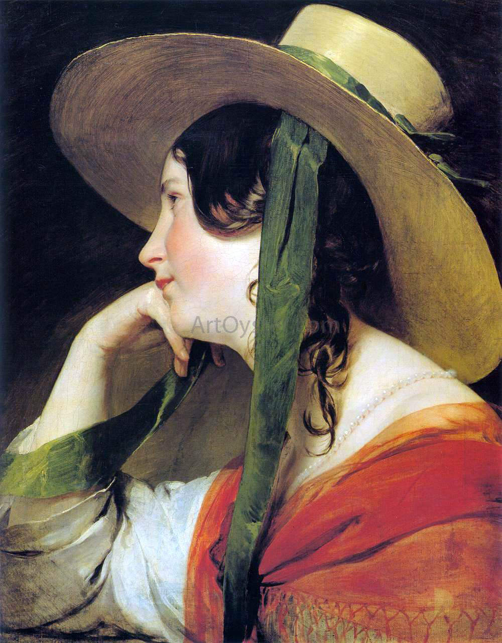 Friedrich Von Amerling Girl in Yellow Hat - Hand Painted Oil Painting