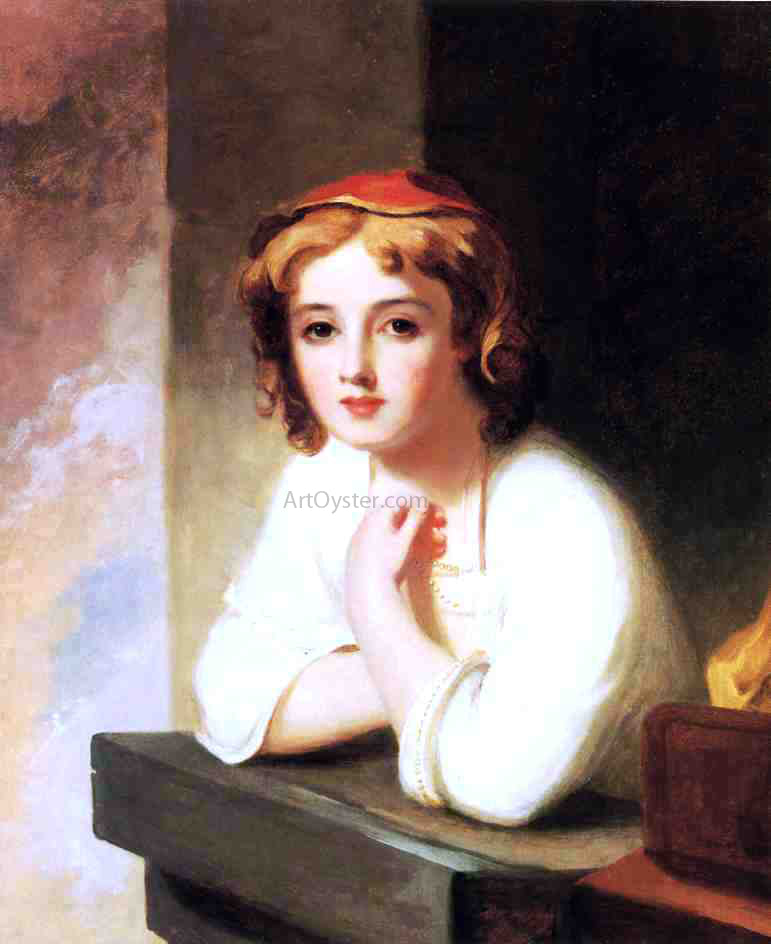 Thomas Sully Girl Leaning at a Window - Hand Painted Oil Painting