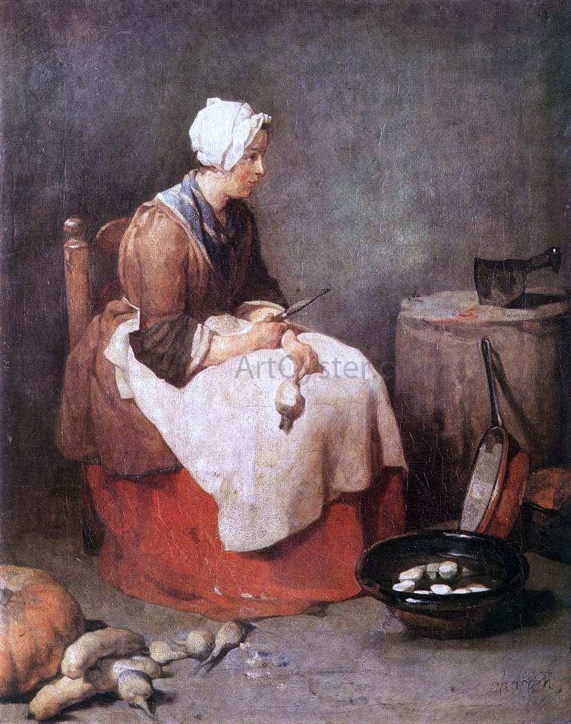 Jean-Baptiste-Simeon Chardin Girl Peeling Vegetables - Hand Painted Oil Painting
