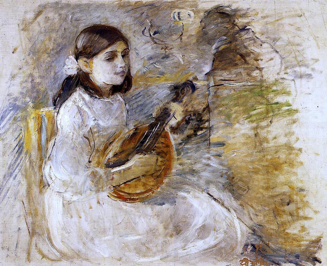  Berthe Morisot Girl Playing the Mandolin - Hand Painted Oil Painting