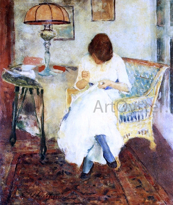 Charles Webster Hawthorne A Girl Sewing - Hand Painted Oil Painting