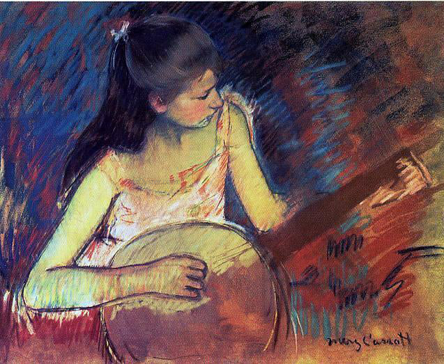 Mary Cassatt Girl with a Banjo - Hand Painted Oil Painting