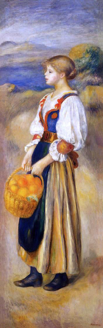 Pierre Auguste Renoir A Girl with a Basket of Oranges - Hand Painted Oil Painting