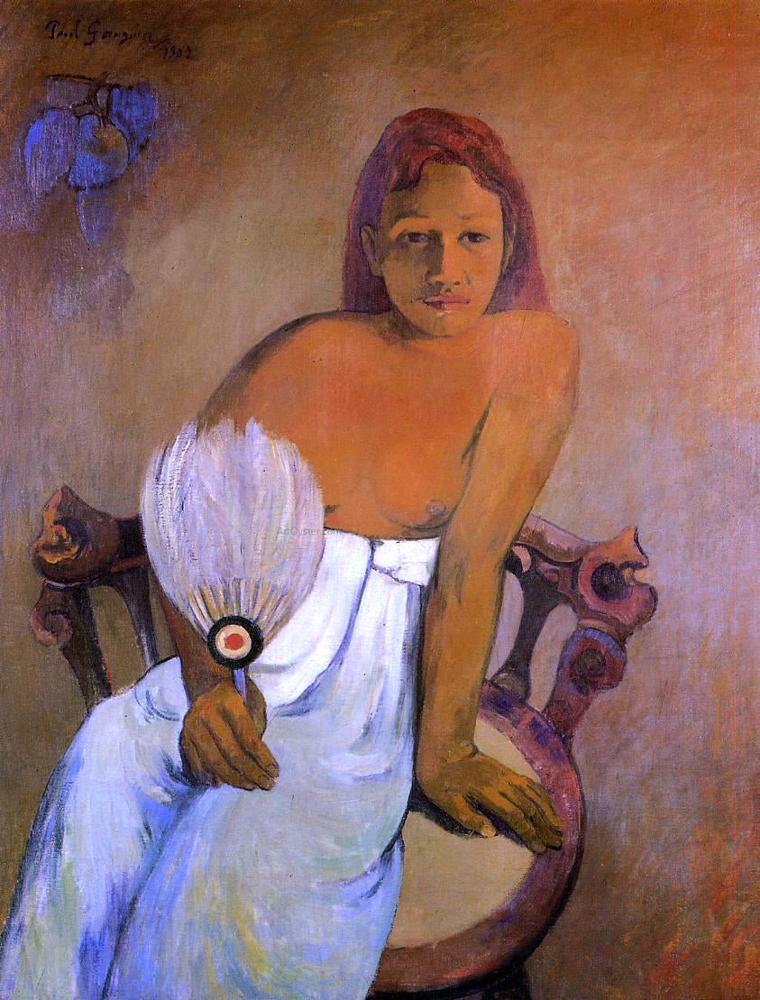  Paul Gauguin Girl with a Fan - Hand Painted Oil Painting