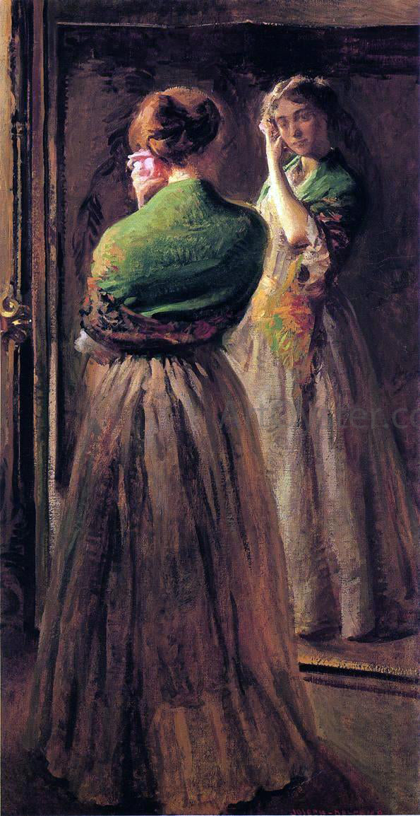 Joseph Rodefer De Camp Girl with a Green Shawl - Hand Painted Oil Painting