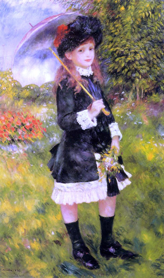 Pierre Auguste Renoir Girl with a Parasol (also known as Aline Nunes) - Hand Painted Oil Painting