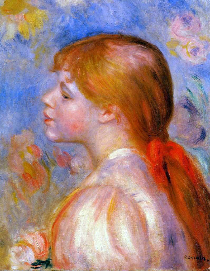 Pierre Auguste Renoir Girl with a Red Hair Ribbon - Hand Painted Oil Painting