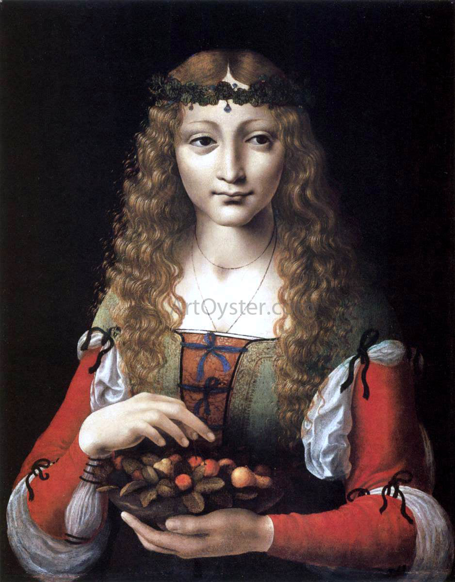 Ambrogio De Predis Girl with Cherries - Hand Painted Oil Painting