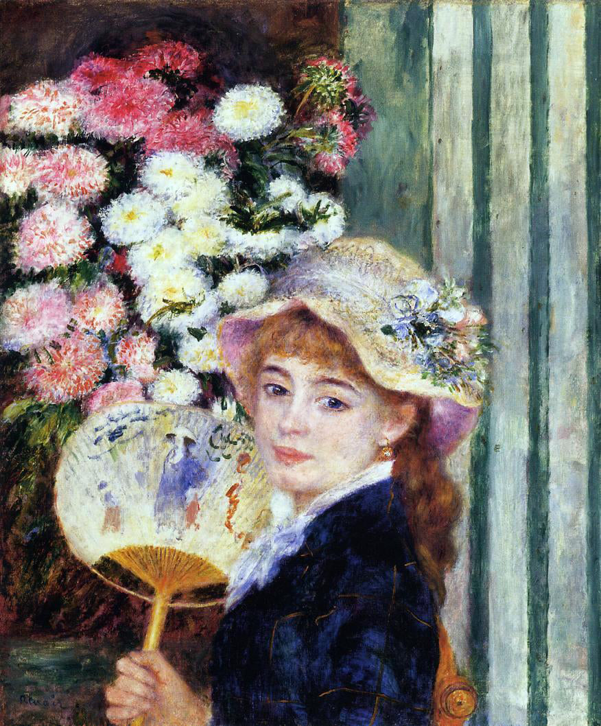 Pierre Auguste Renoir Girl with Fan - Hand Painted Oil Painting