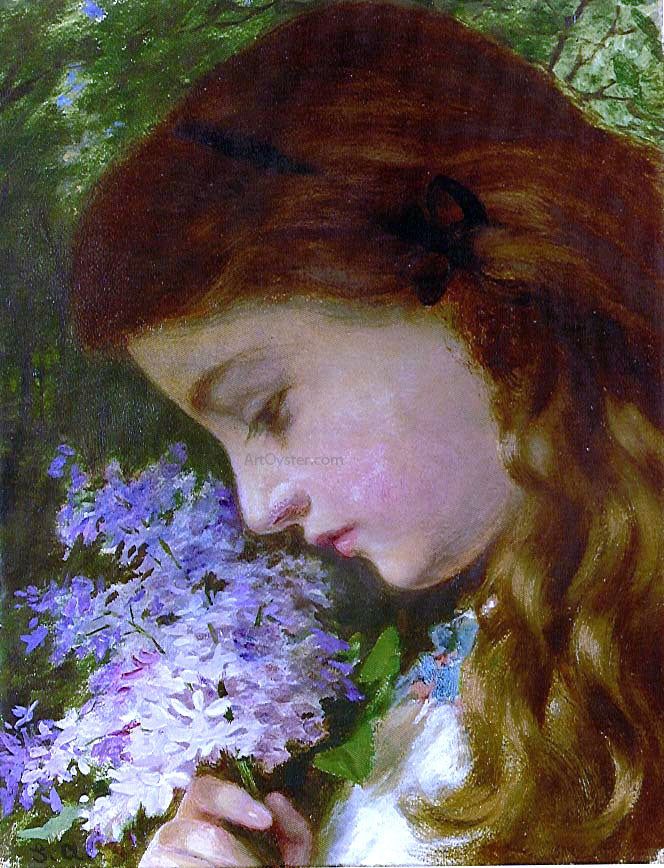  Sophie Anderson Girl with Lilacs - Hand Painted Oil Painting