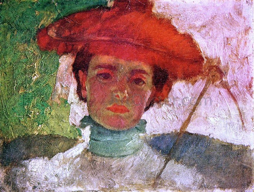 Frank Duveneck Girl with Parasol - Hand Painted Oil Painting