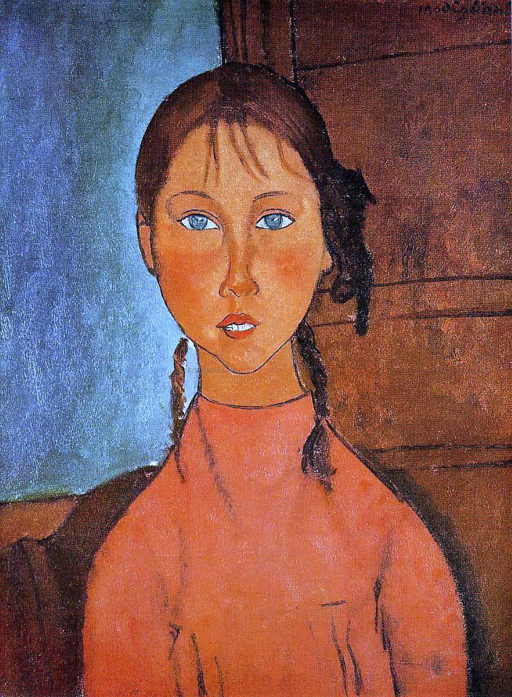 Amedeo Modigliani Girl with Pigtails - Hand Painted Oil Painting