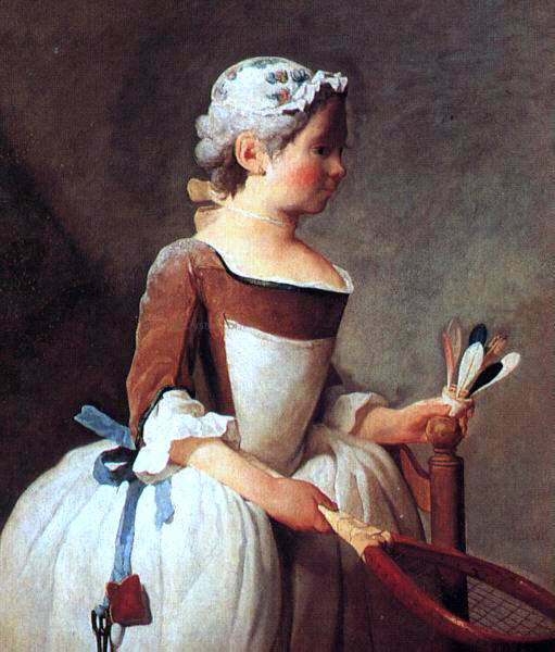 Jean-Baptiste-Simeon Chardin Girl with Racket and Shuttlecock - Hand Painted Oil Painting