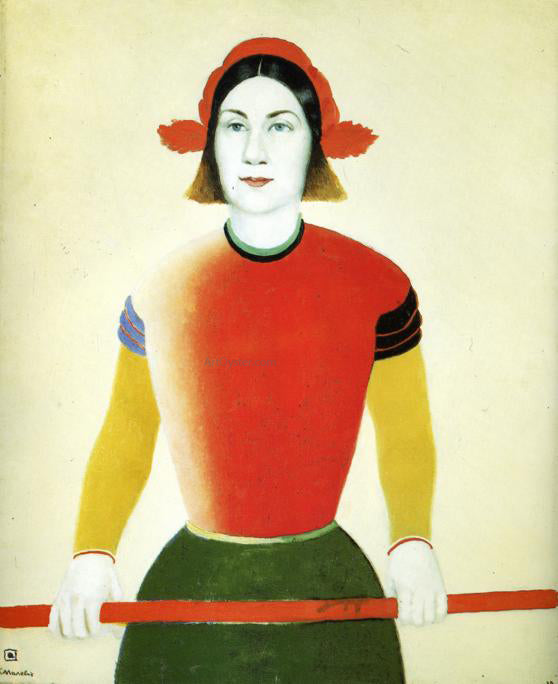  Kazimir Malevich Girl with Red Flagpole - Hand Painted Oil Painting