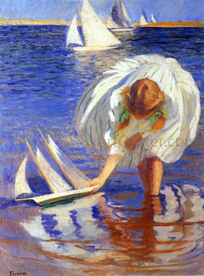  Edmund Tarbell Girl with Sailboat (also known as Child with Boat) - Hand Painted Oil Painting