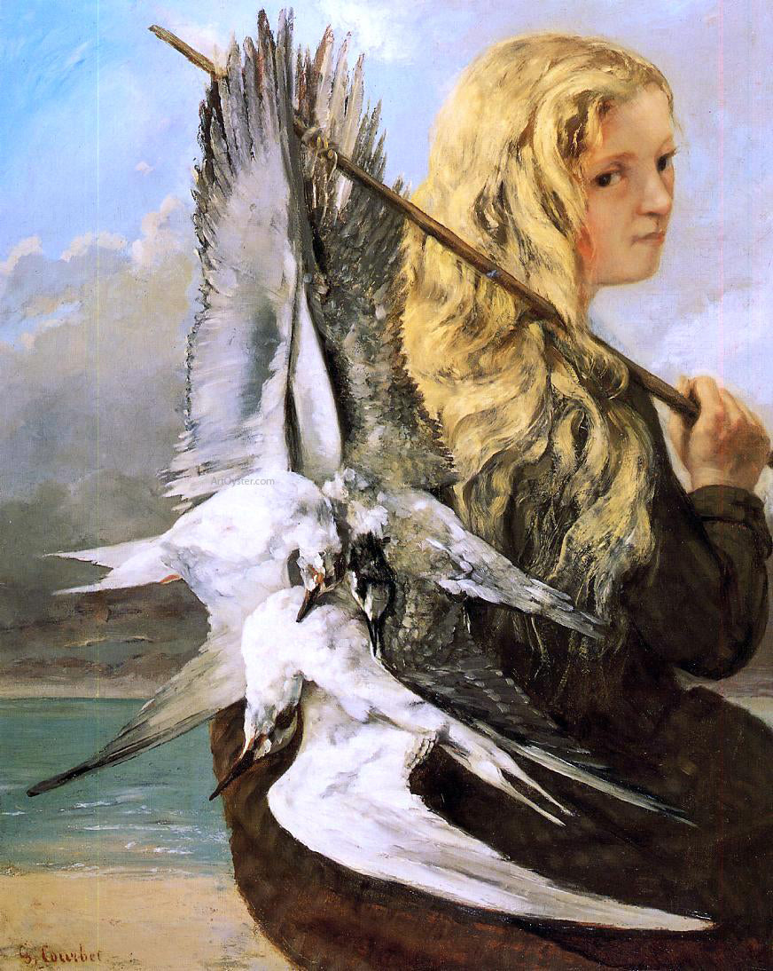  Gustave Courbet Girl with Seagulls, Trouville - Hand Painted Oil Painting