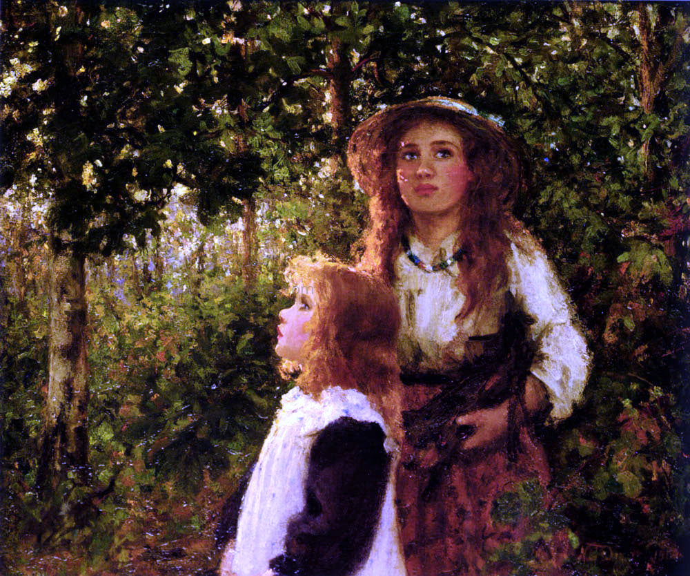 Gertrude Nellie Dixon Girls Gathering Firewood - Hand Painted Oil Painting
