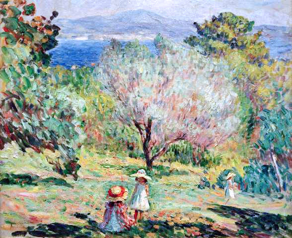 Henri Lebasque Girls in a Mediterranean landscape - Hand Painted Oil Painting