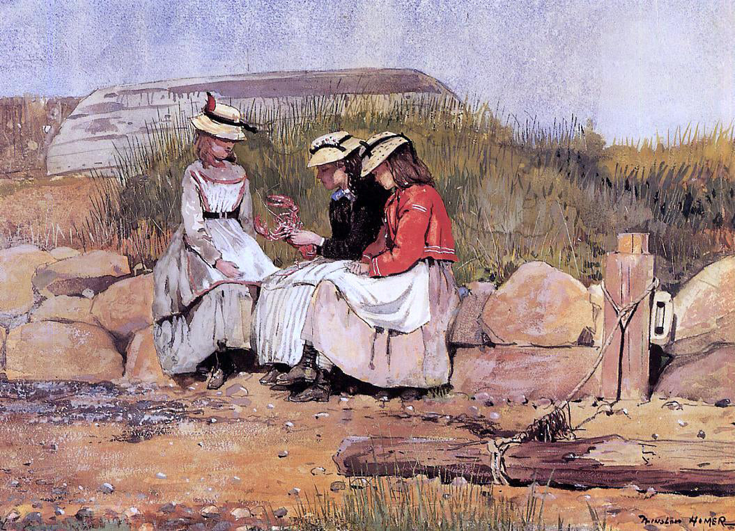 Winslow Homer Girls with Lobster (also known as A Fisherman's Daughter) - Hand Painted Oil Painting