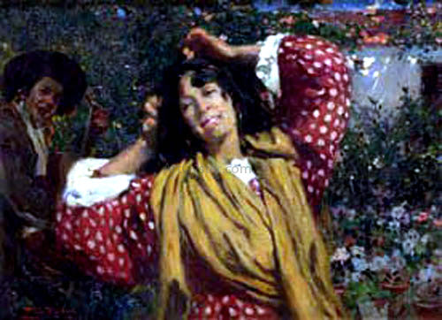 Alberto Pla Y Rubio Gitana - Hand Painted Oil Painting