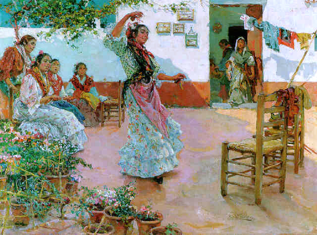 Manuel Ruiz Guerrero Gitanas en el Patio - Hand Painted Oil Painting