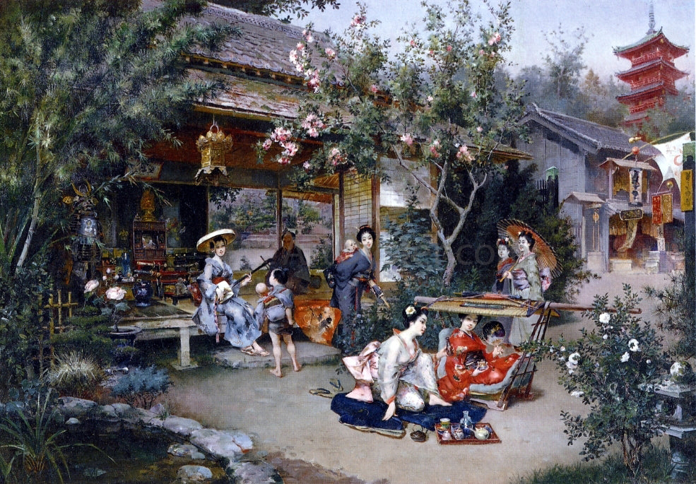 Harry Humphrey Moore Glimpse into the Pleasure Quarters, Yoshiwara - Hand Painted Oil Painting