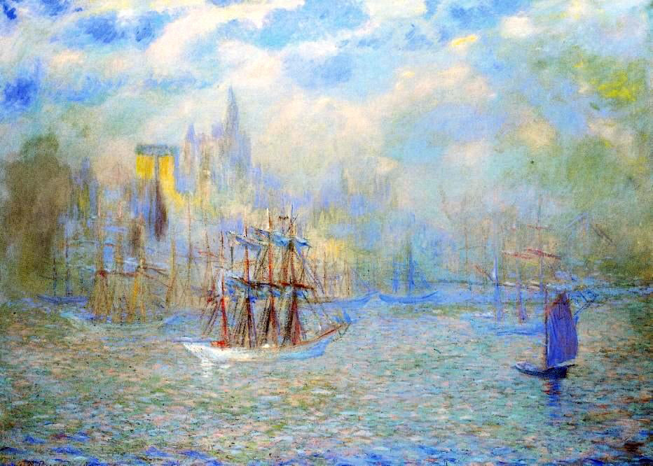 Theodore Earl Butler Goelettes in the Port of New York - Hand Painted Oil Painting