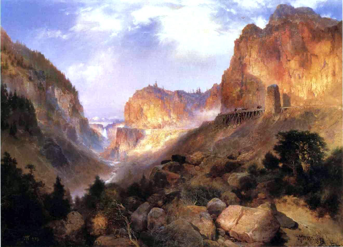 Thomas Moran Golden Gateway to the Yellowstone - Hand Painted Oil Painting