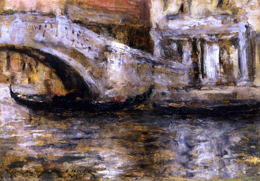  William Merritt Chase Gondolas Along Venetian Canal (also known as Gondola in Venice) - Hand Painted Oil Painting