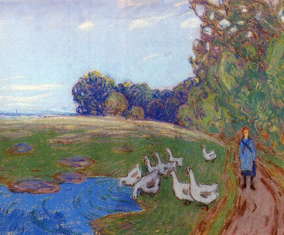 Alfred Sisley Goose Girl - Hand Painted Oil Painting