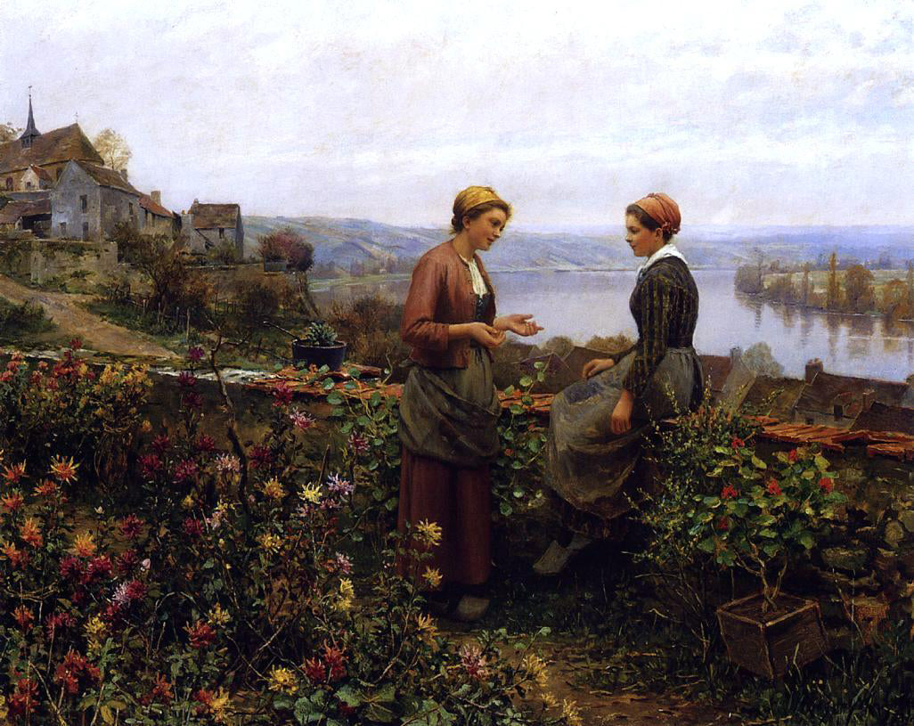 Daniel Ridgway Knight Gossiping - Hand Painted Oil Painting