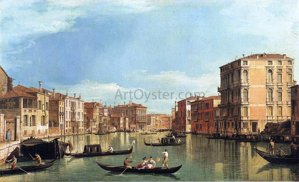 Canaletto At the Grand Canal Between the Palazzo Bembo and the Palazzo Vendramin - Hand Painted Oil Painting