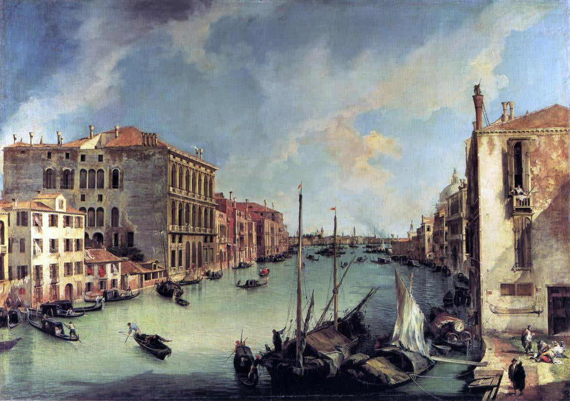 Canaletto Grand Canal: Looking East from the Campo S. Vio - Hand Painted Oil Painting