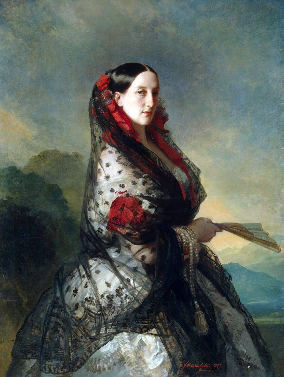 Franz Xavier Winterhalter Grand Duchess Maria Nikolaievna of Russia Duchess of Leuchtenberg - Hand Painted Oil Painting