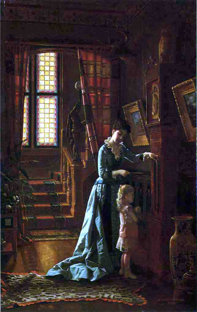 De Scott Evans Grandfather's Clock - Hand Painted Oil Painting