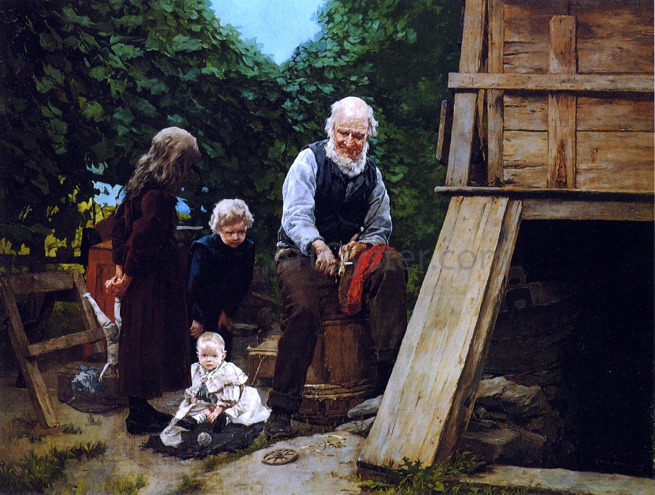 Louis C Moeller Grandfather's Pleasure - Hand Painted Oil Painting