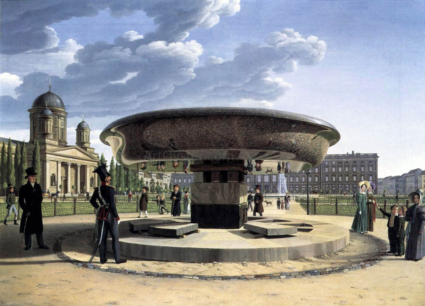 Johann Erdmann Hummel Granite Basin in the Lustgarten - Hand Painted Oil Painting