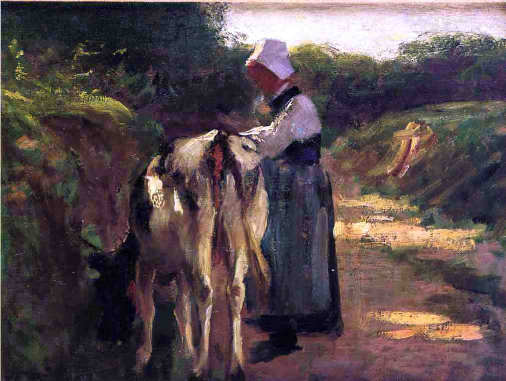 Edward Potthast Grazing by the Roadside - Hand Painted Oil Painting
