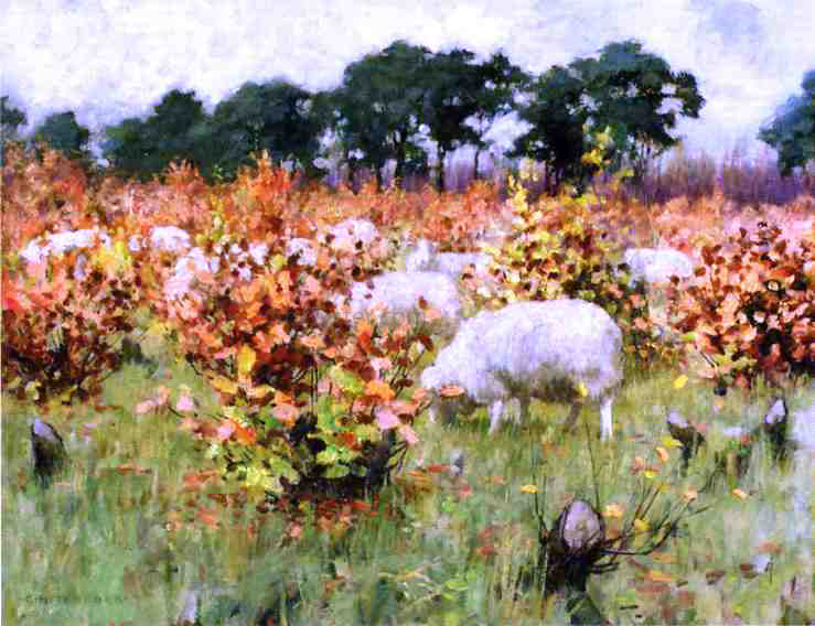  George Hitchcock Grazing Sheep - Hand Painted Oil Painting