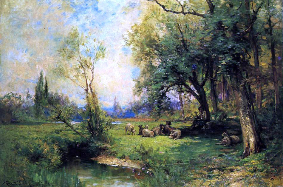 George Henry Smillie Green Pastures and Still Waters - Hand Painted Oil Painting