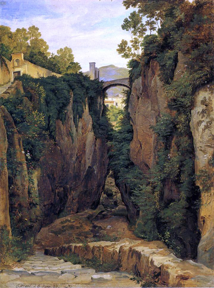  Heinrich Carl Reinhold Grotto near Sorrento with Bridge - Hand Painted Oil Painting