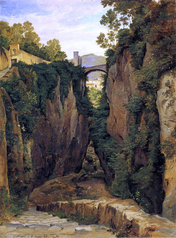 Heinrich Carl Reinhold Grotto near Sorrento with Bridge - Hand Painted Oil Painting