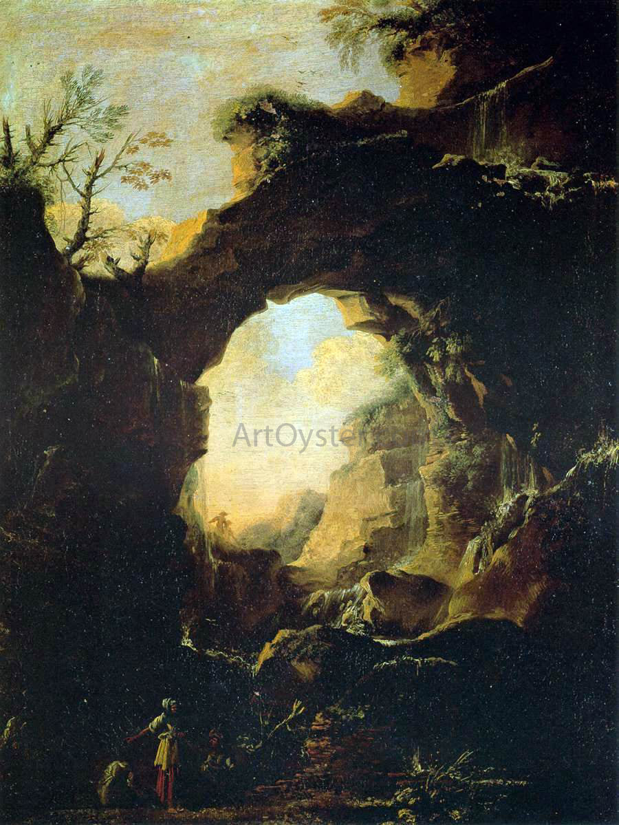 Salvator Rosa Grotto with Cascades - Hand Painted Oil Painting