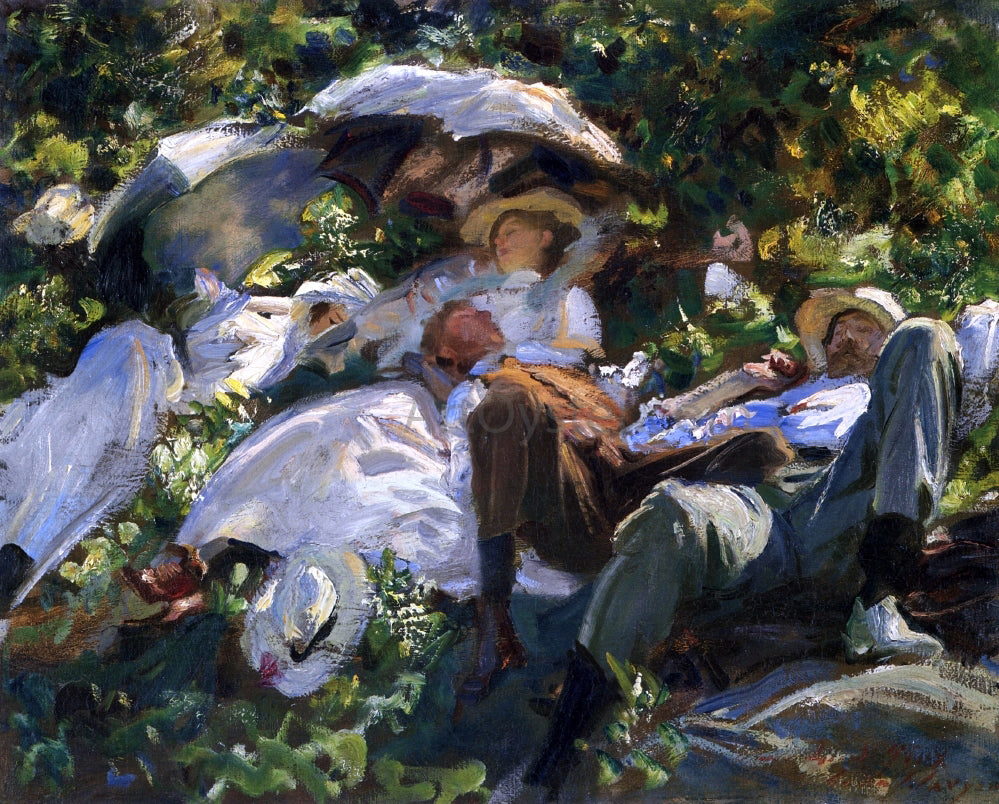 John Singer Sargent Group with Parasols (also known as A Siesta) - Hand Painted Oil Painting