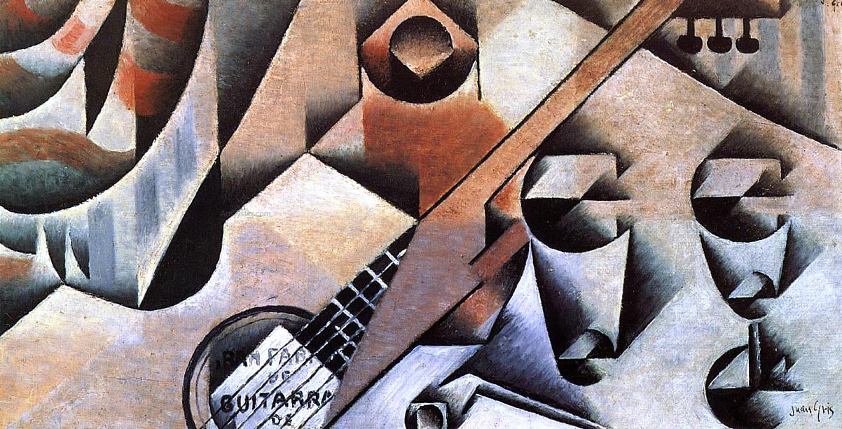 Juan Gris Guitar and Glasses (also known as Banjo and Glasses) - Hand Painted Oil Painting
