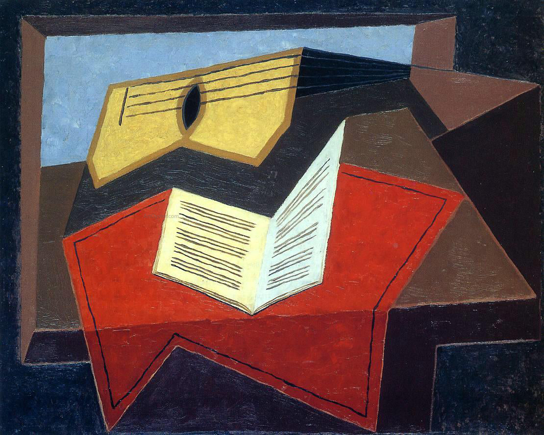Juan Gris Guitar and Music Paper - Hand Painted Oil Painting