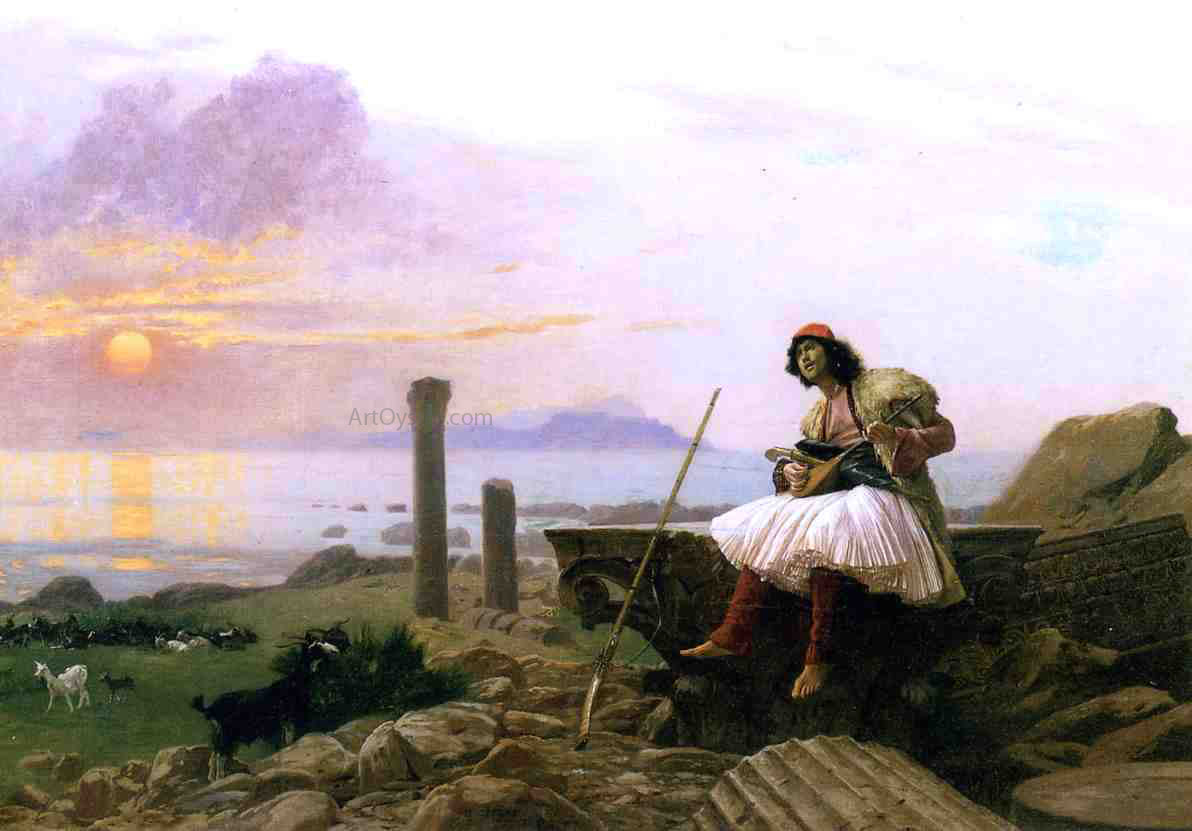 Jean-Leon Gerome Guitar Player (also known as Greek Sinter) - Hand Painted Oil Painting
