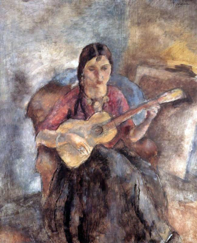 Jules Pascin Gypsy with a Guitar - Hand Painted Oil Painting