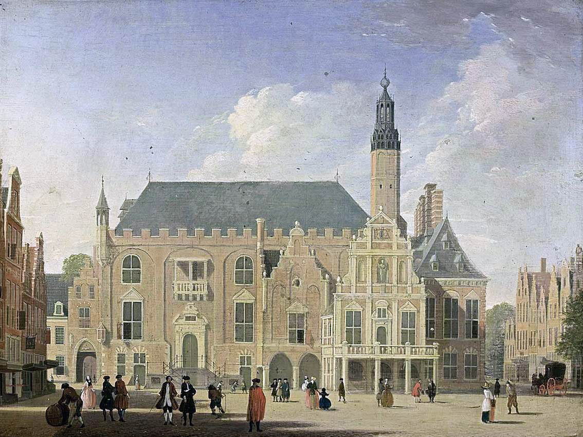Jan Ten Compe Haarlem: View of the Town Hall - Hand Painted Oil Painting